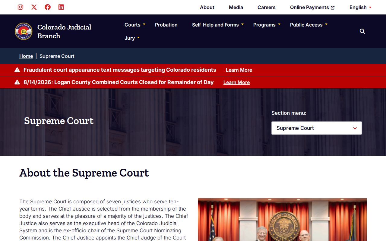 Kiowa County docket search route to the Colorado Supreme Court