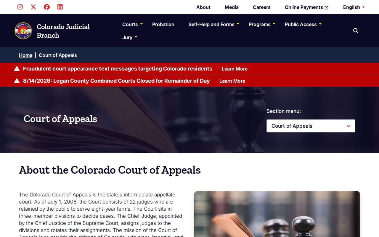 Kiowa County case search route to the Colorado Court of Appeals