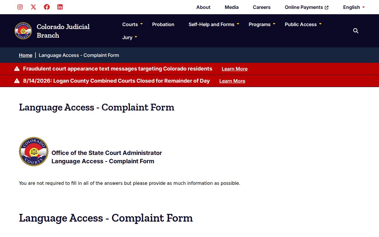 Kiowa County court records language and interpreter access information