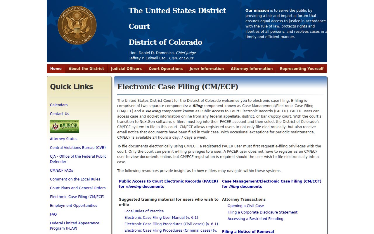 Federal CM ECF system separate from Kiowa County court case records