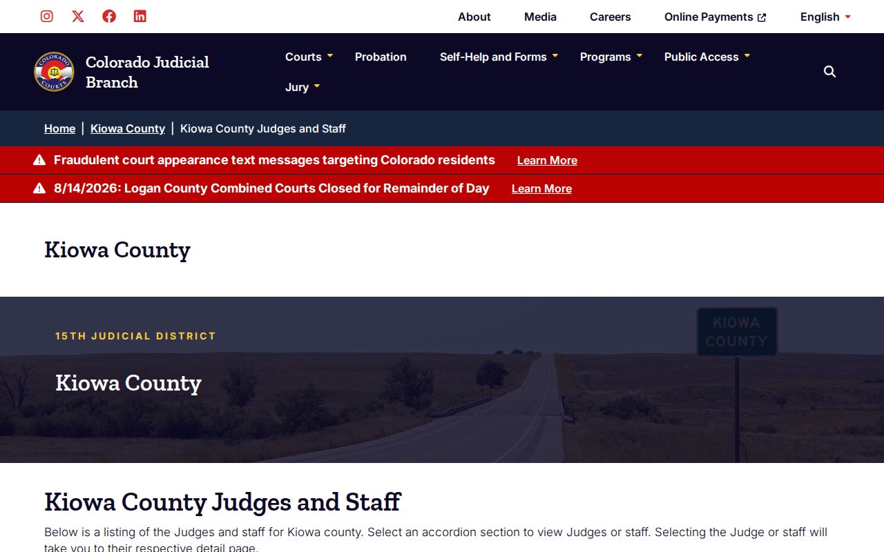 Kiowa County court docket division and staff directory