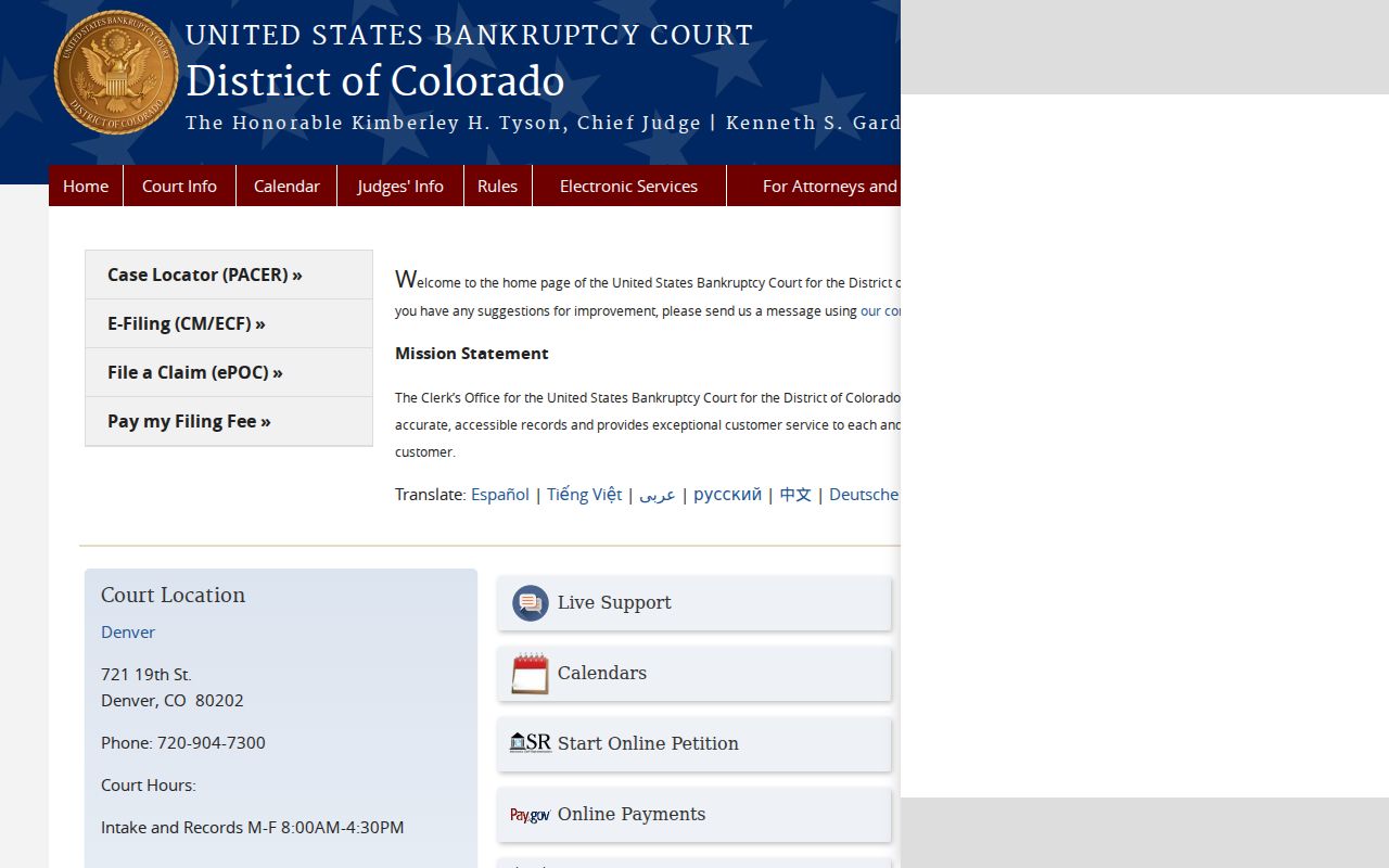 Sheridan Lake court records source for District of Colorado bankruptcy cases